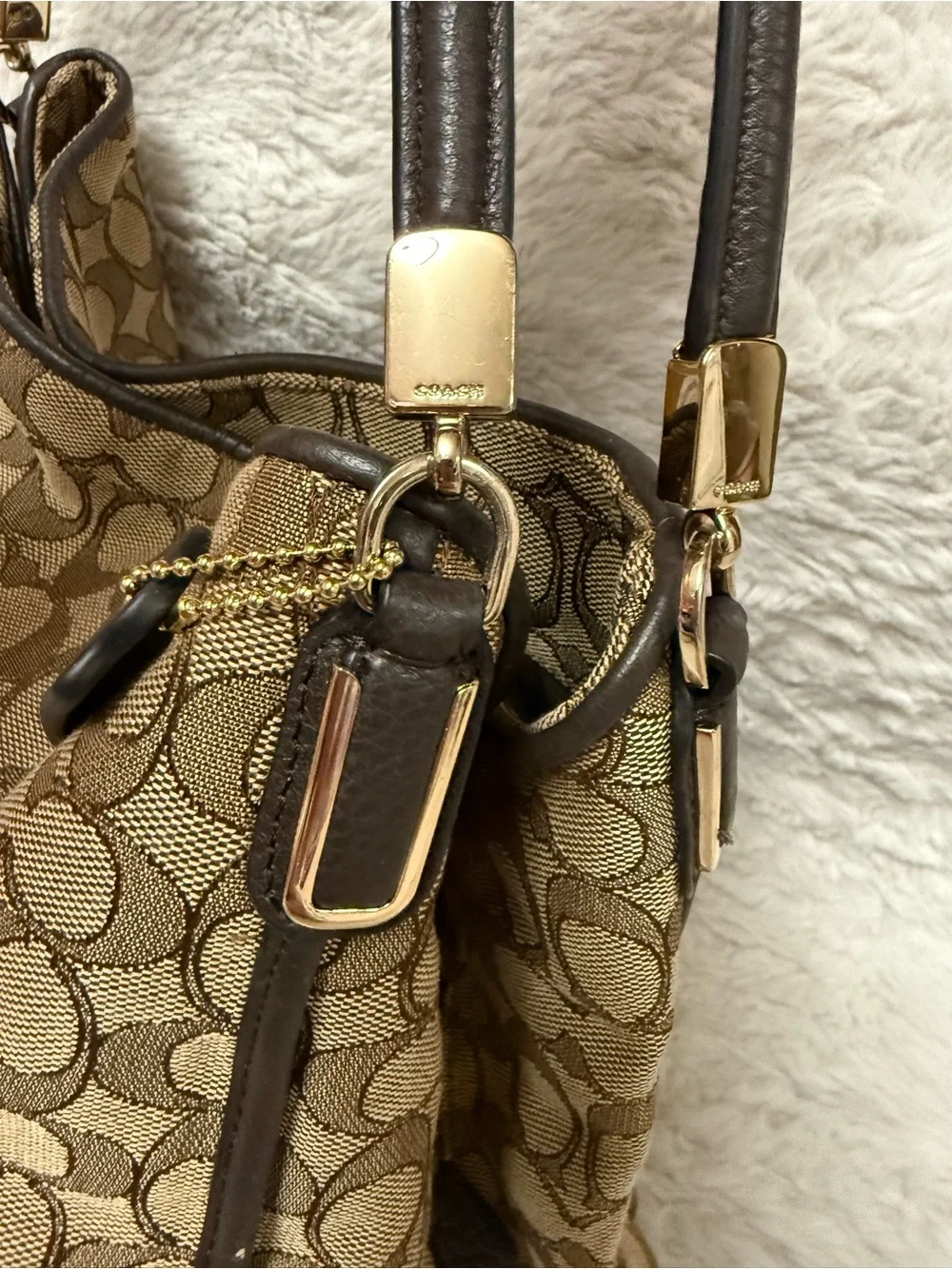 Coach Phoebe Shoulder Bag Tan/Brown Signature Canvas